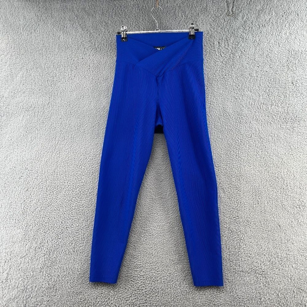 Beach Riot Crossover Leggings Size Large Blue Ribbed